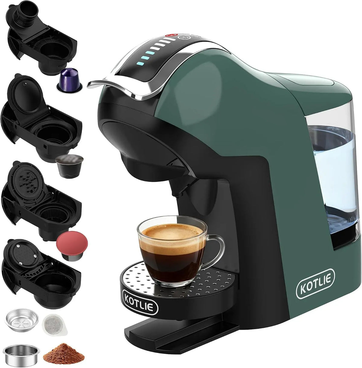 Macchina da caffè, 1 L, KOTLIE EM-308B, ampio serbatoio, 7 livelli di acqua, 3 tempi, serbatoio acqua da 1 L